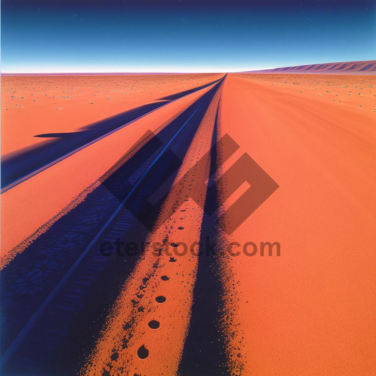 Picture of Sun-kissed Dunes: Majestic Desert Landscape under Orange Sky