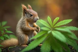 Cute brown squirrel eating in the park.