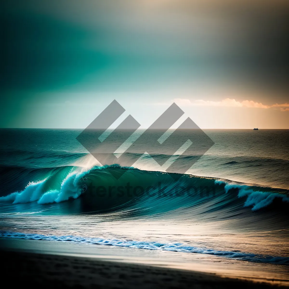 Picture of Serenity at Sunset: Beach Oasis, Waves Crash
