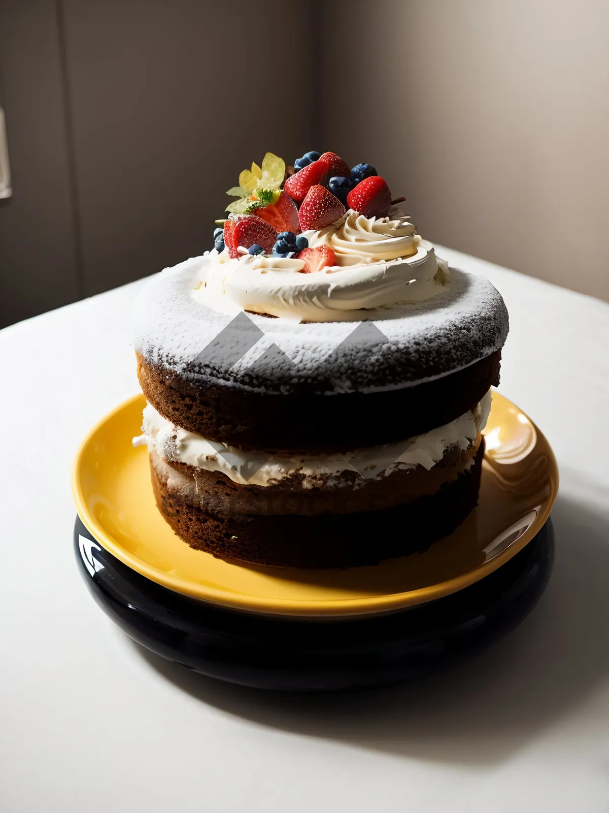 Picture of Delectable Chocolate Ganache Cake with Fruit Garnish