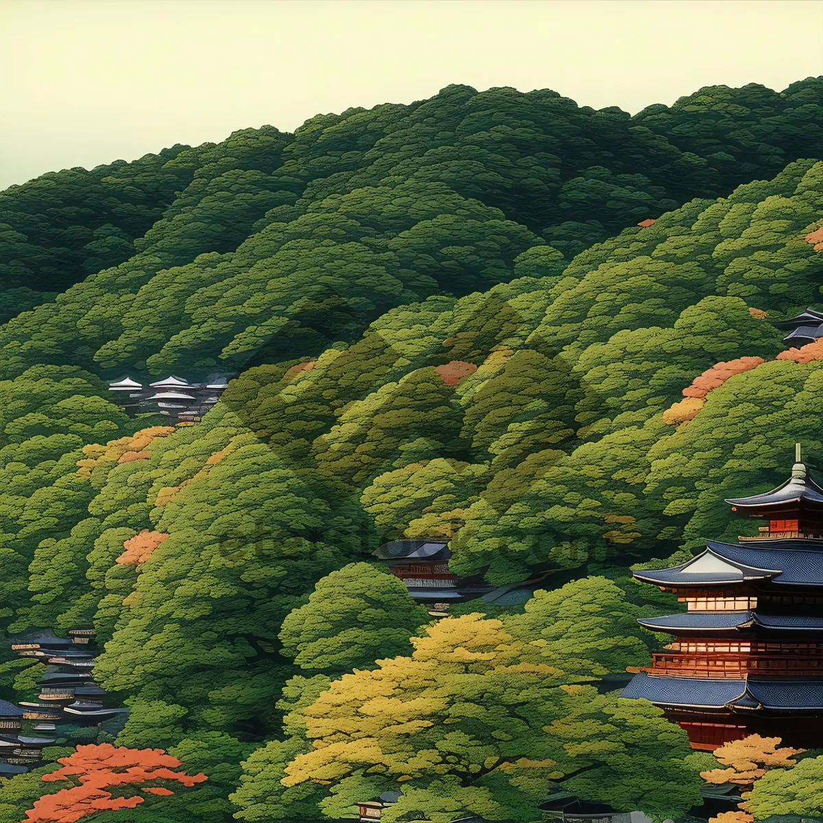 Picture of Scenic Mountain Landscape with Trees and Sky