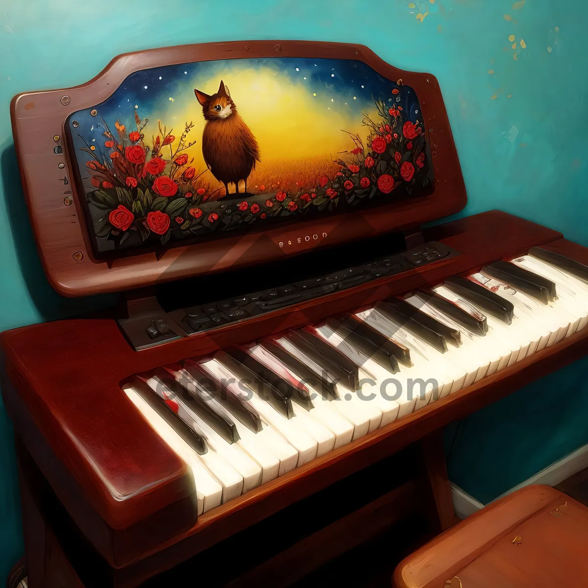 Picture of Harmonium: Musicians' Melodic Black Key Performance on Keyboard