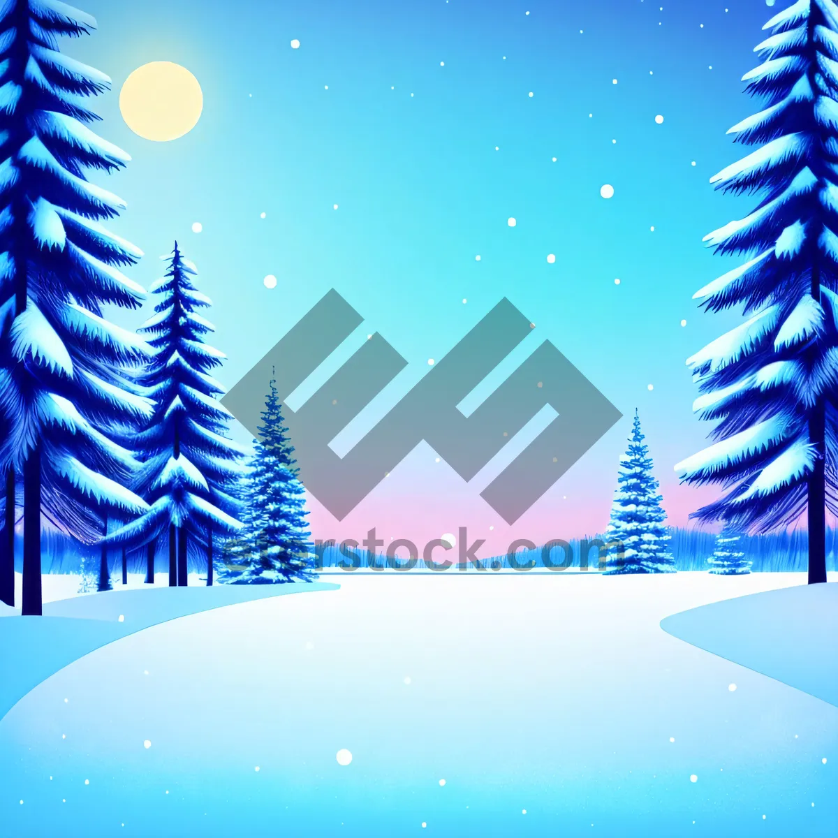 Picture of Winter Wonderland: Festive Evergreen Tree with Snowflake Decor