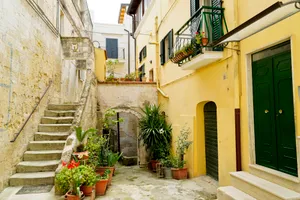 Old City Wall and Balcony in Historic Town