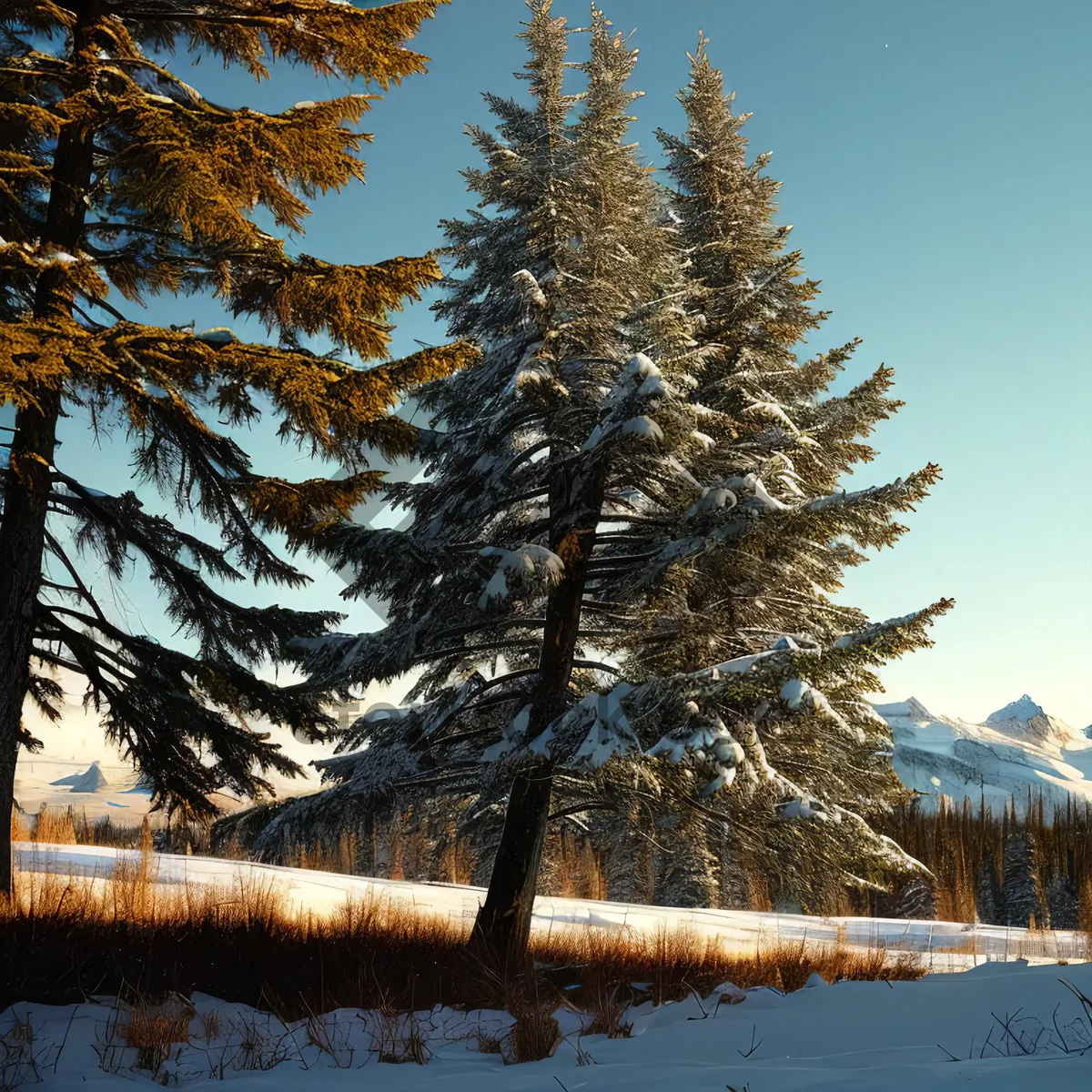 Picture of Winter Wonderland: Majestic Snow-Covered Pine Trees