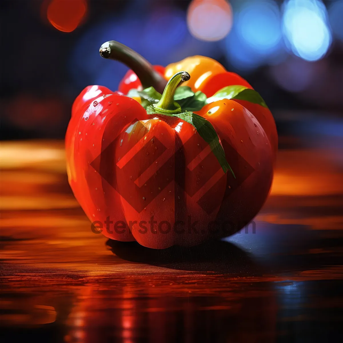 Picture of Fresh vegetable salad with juicy raw peppers and tomatoes.