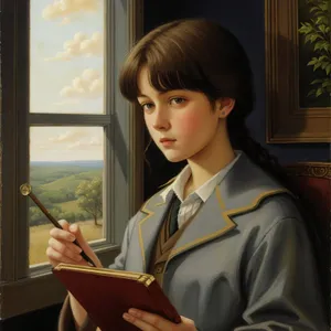 Successful businesswoman working on laptop in office environment