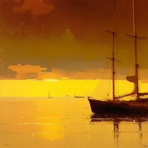 Nautical Sunset: Serene Sailboat in Harbor