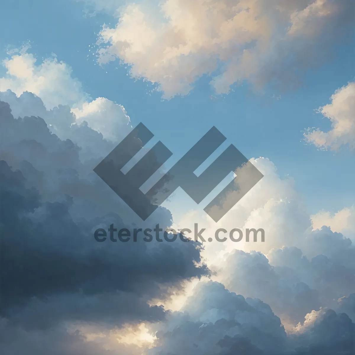 Picture of Vibrant Summer Sky with Fluffy Cumulus Clouds