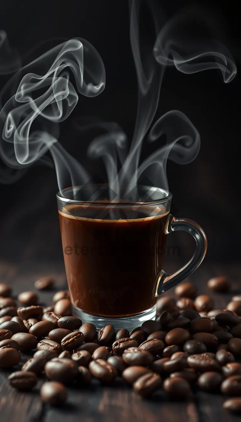 Picture of Dark Beverage on Table Closeup with Spoon