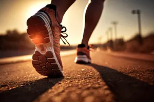 Running Shoe Covering Person's Foot in Motion