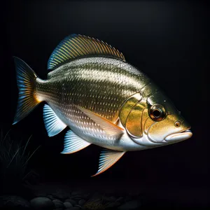 Colorful Aquatic Snapper Swimming in Aquarium