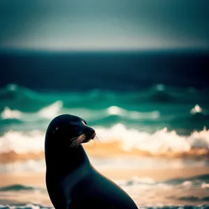 Arctic Seal Basking on Frigid Beach