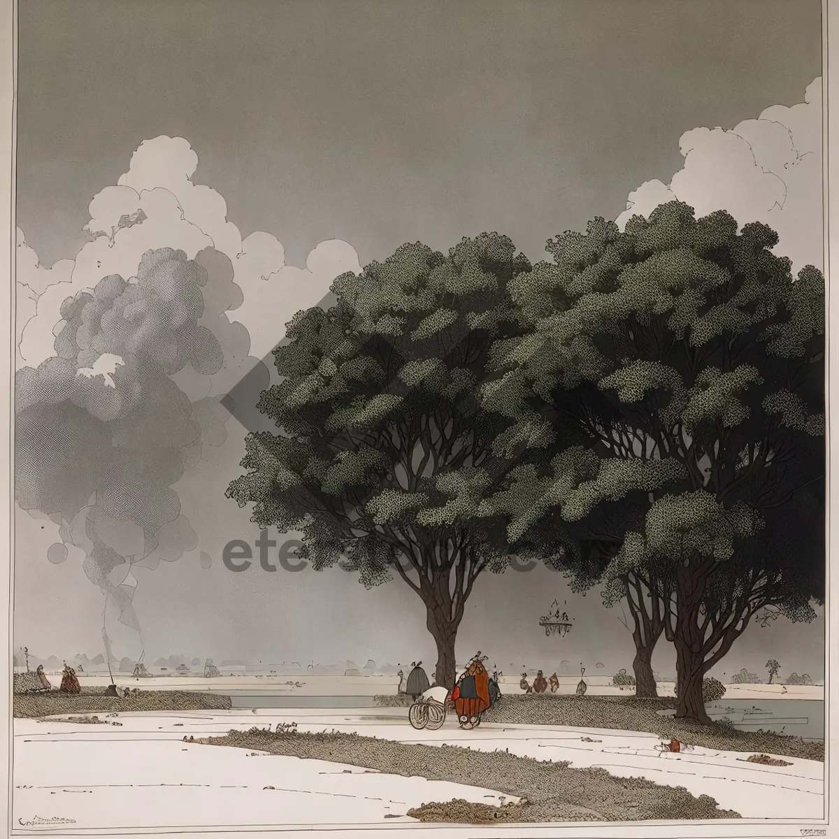Picture of Winter Wonderland: Snowy Skyline and Majestic Trees