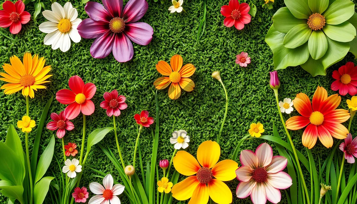 Picture of Yellow Pink Daisy Flowers in Bloom