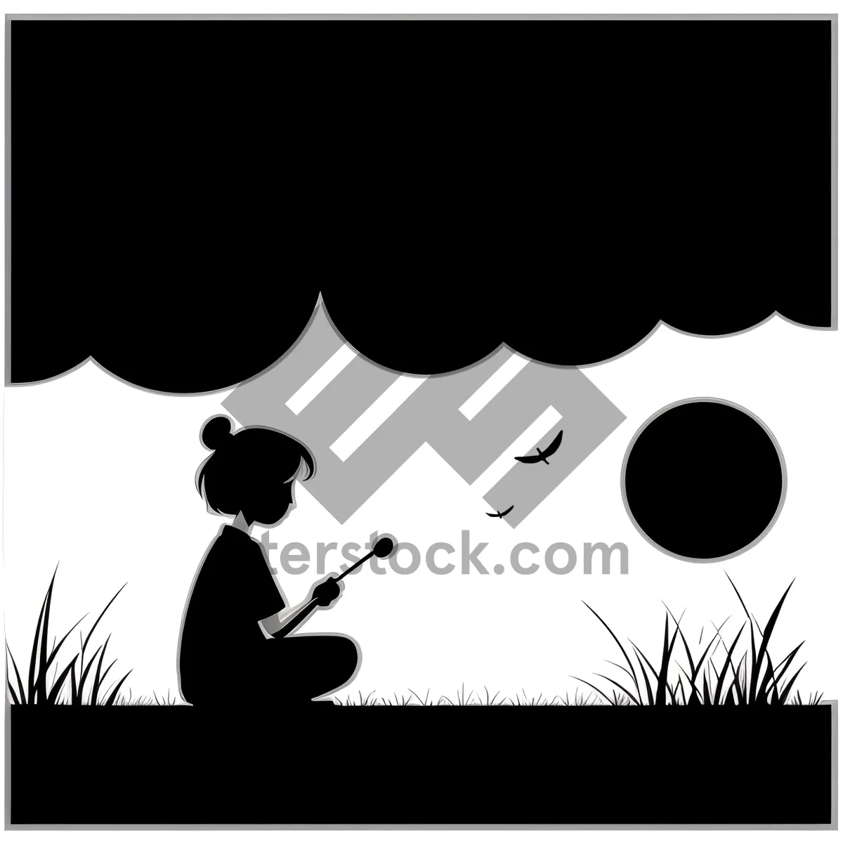 Picture of Creative Cartoon Silhouette of Tracing Boy