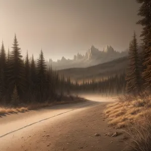 Snowy Mountain Landscape with Frosty Trees