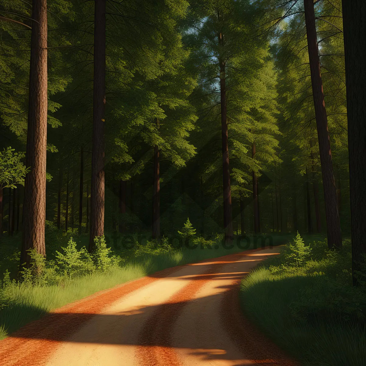 Picture of Serene Pathway through Sunlit Forest