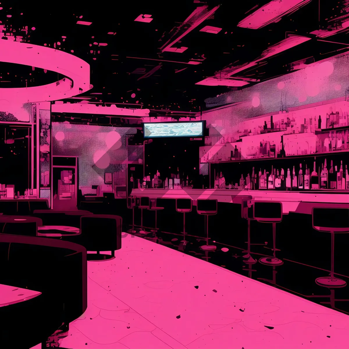 Picture of 3D digital nightclub graphics with lighting effects