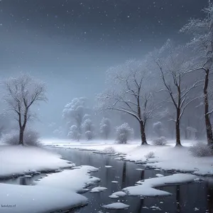 Frozen Winter Wonderland in Serene Rural Park