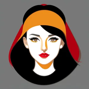 Cartoon Fashion Face with Cute Mask and Artistic Hair