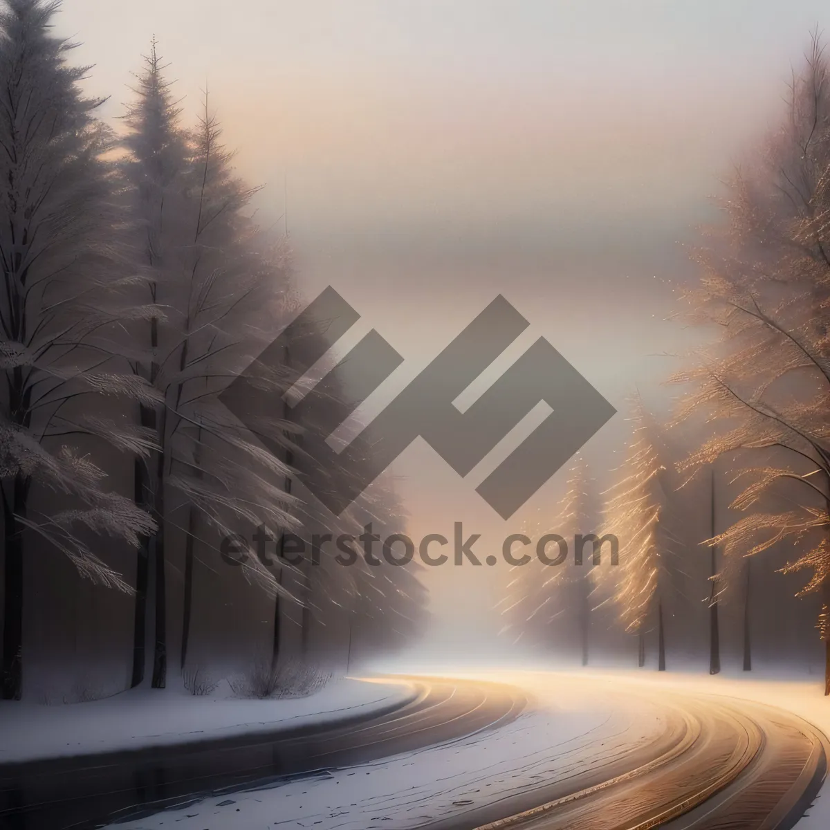 Picture of Winter Wonderland: Serene Snow-Covered Mountain Road