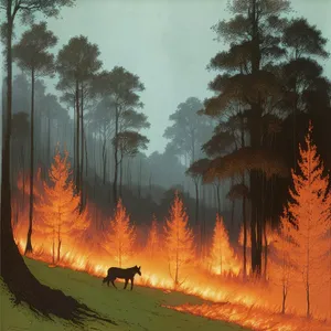 Golden Sunset Over Serene Forest Landscape