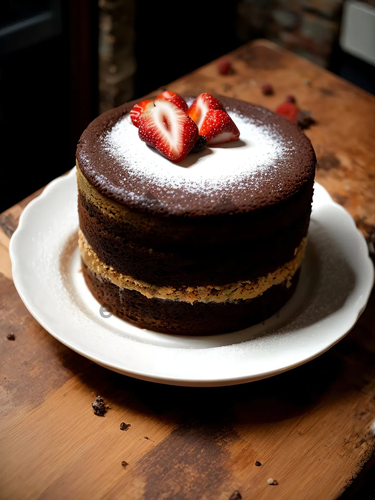 Picture of Delicious Fruit Tart with Cream and Chocolate