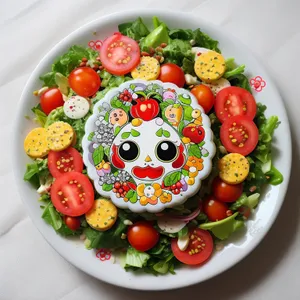 Fresh Gourmet Salad with Tasty Cheese and Vegetables