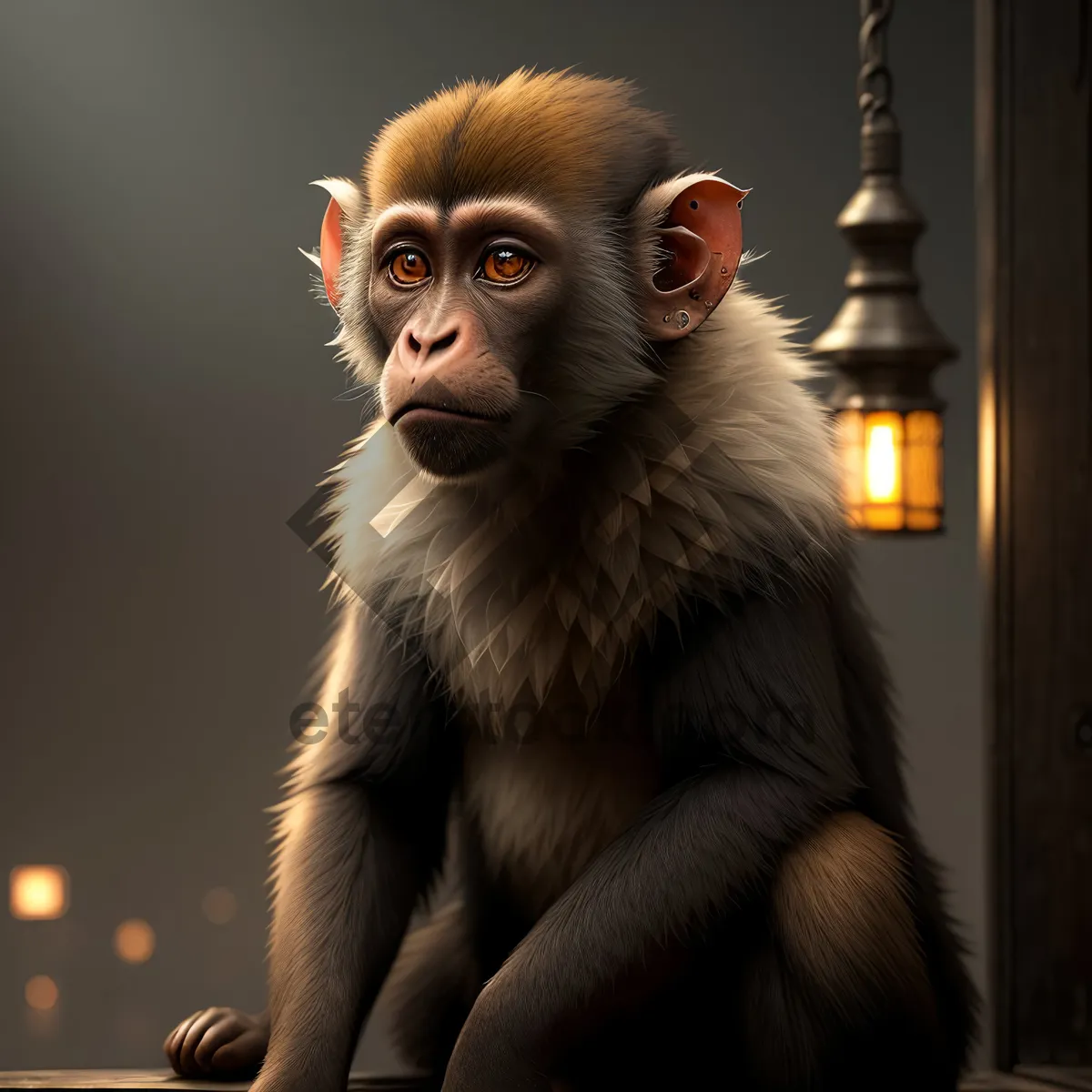 Picture of Wild Jungle Primate Portrait: Macaque Monkey Ape