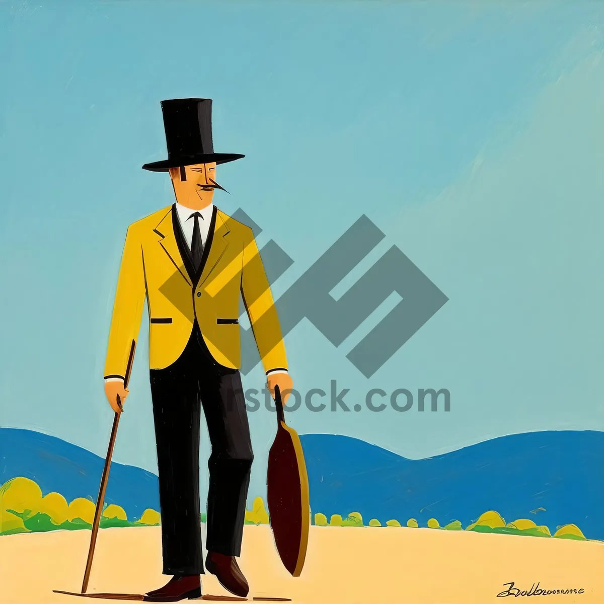 Picture of Silhouette Golfer with Mortarboard