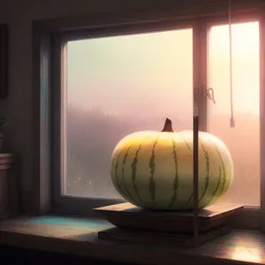 Autumn Harvest: Pumpkin Lampshade on Table