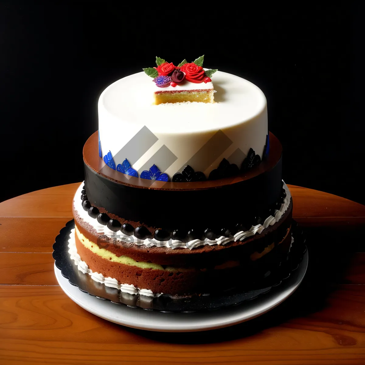 Picture of Delicious chocolate cupcake with creamy icing.