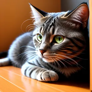 Fluffy Gray Tiger Cat with Beautiful Eyes