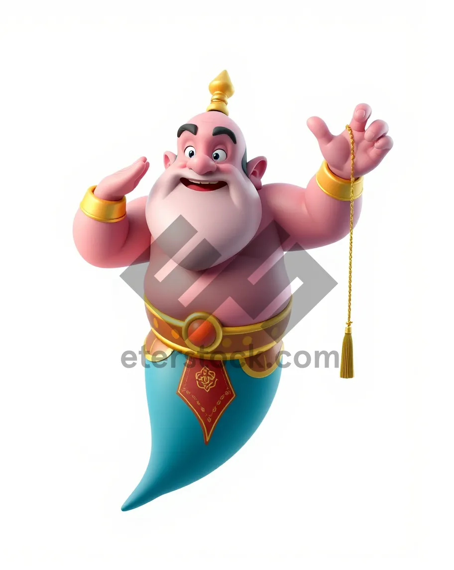 Picture of Mystical cartoon sorcerer character with magical powers.
