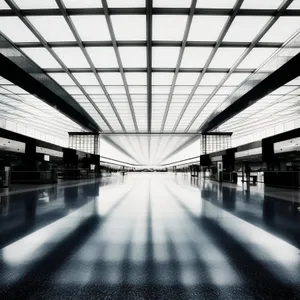 Futuristic Urban Transit Hub with Glass Corridor