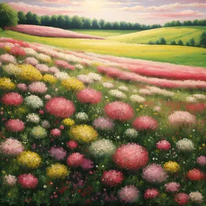 Blossoming field with vibrant cape tulips in the countryside.