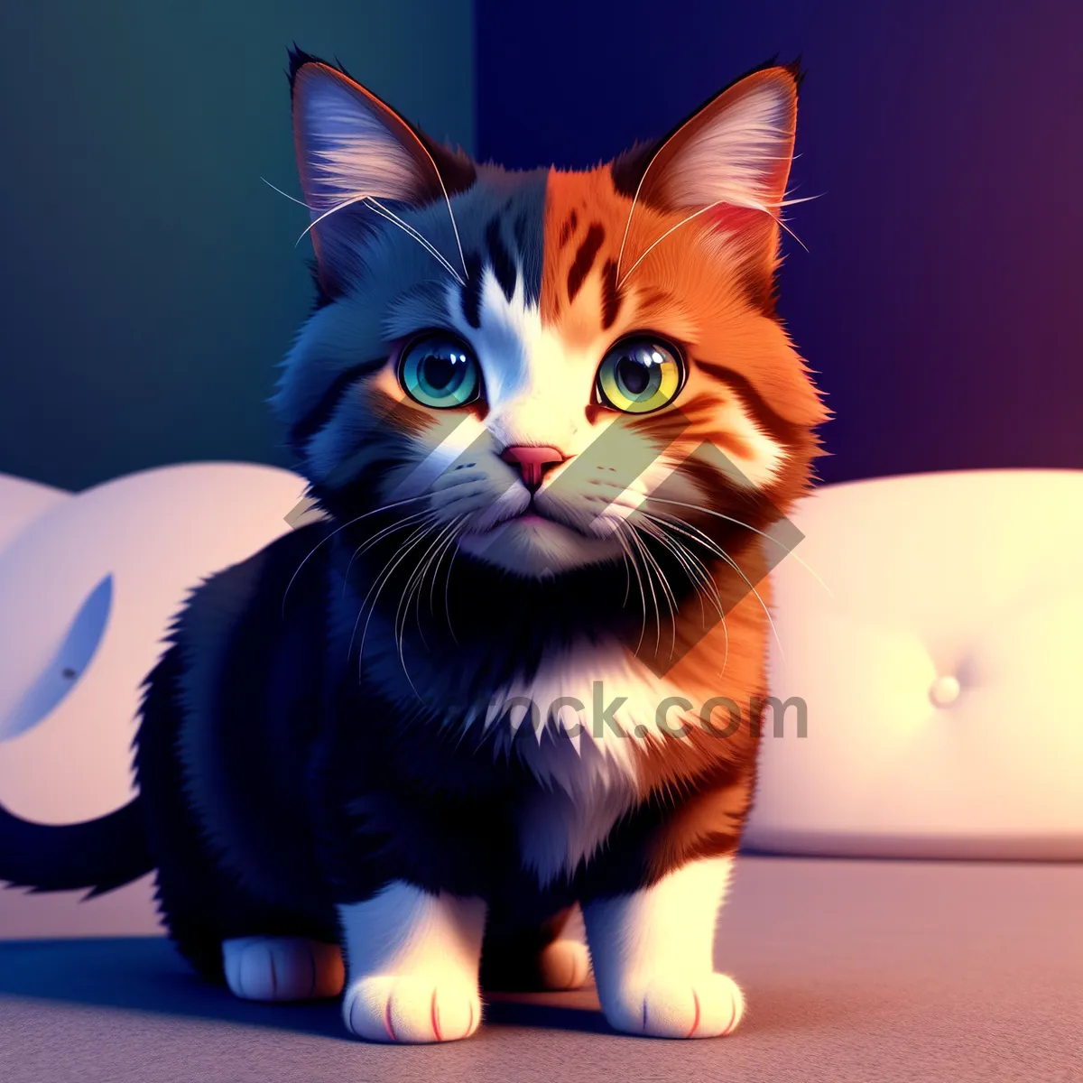 Picture of Curious Kitty with Striped Fur and Playful Whiskers