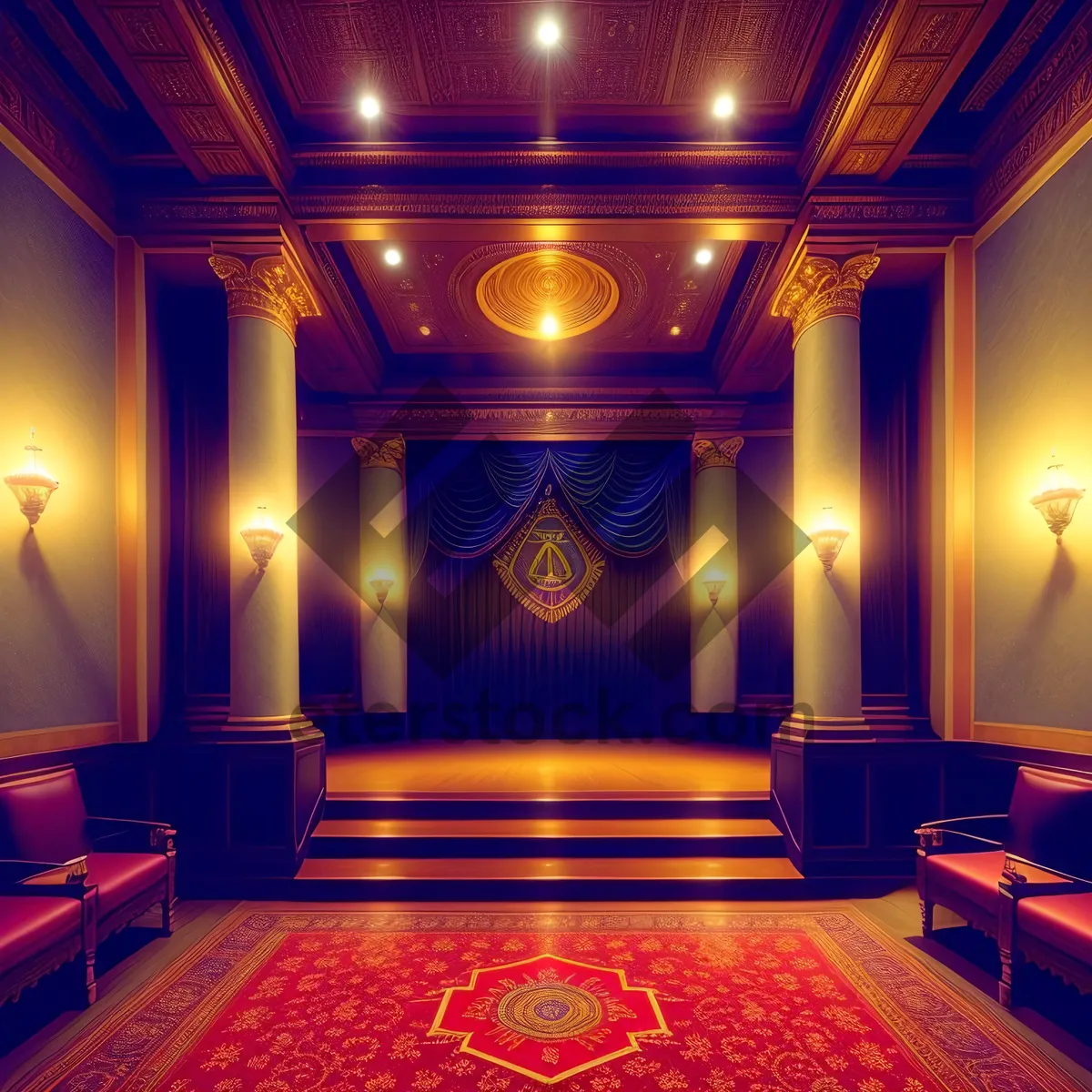 Picture of Elegant Curtain Adorning Luxurious Theater Hall