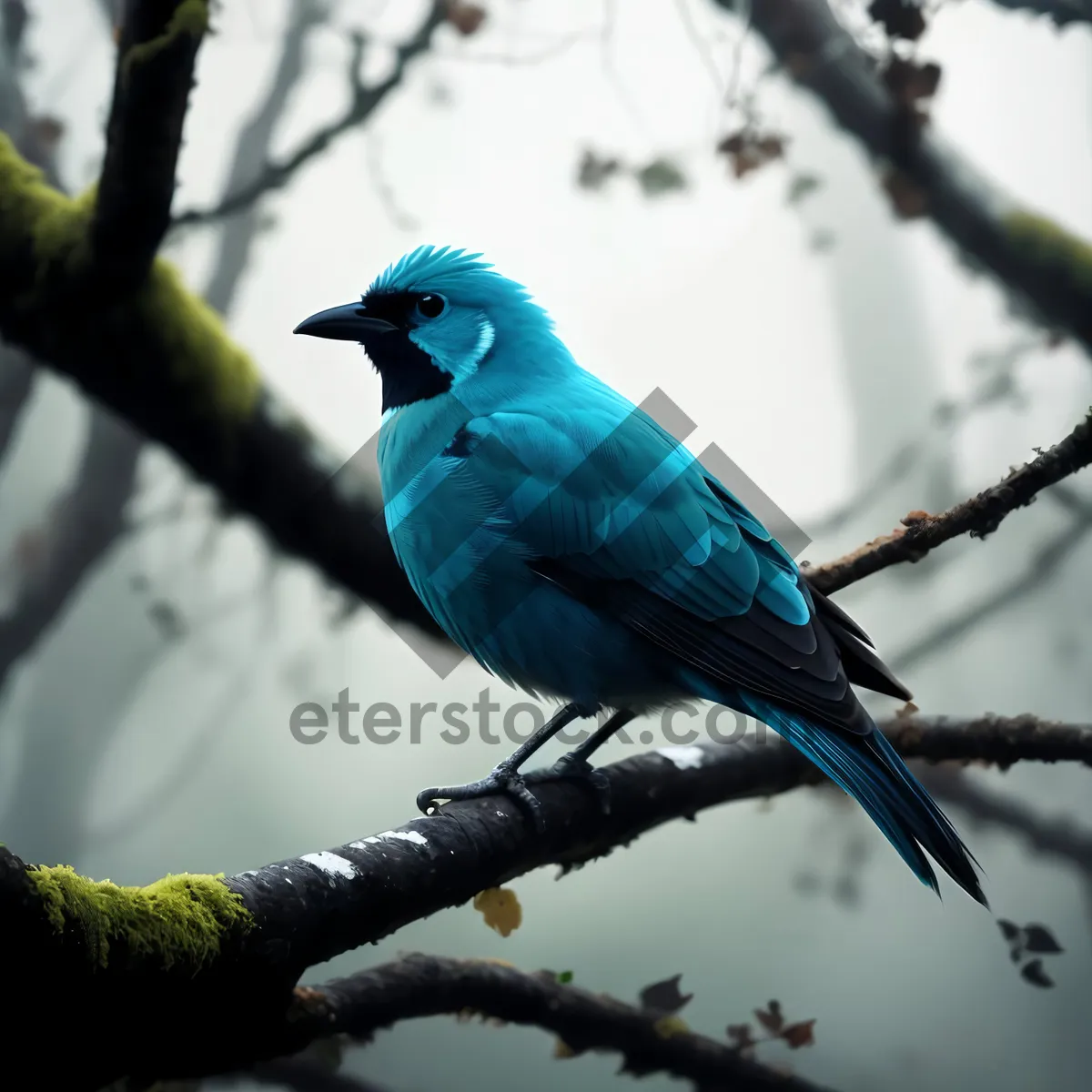 Picture of Indigo Bunting perched on branch, vibrant feathers.