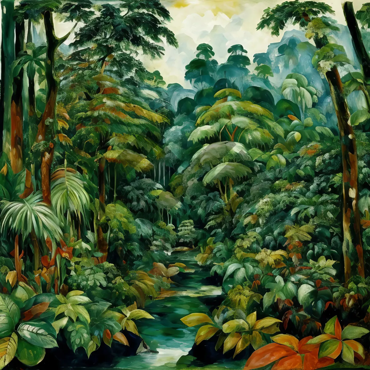 Picture of Tropical Jungle Canopy with Lush Foliage