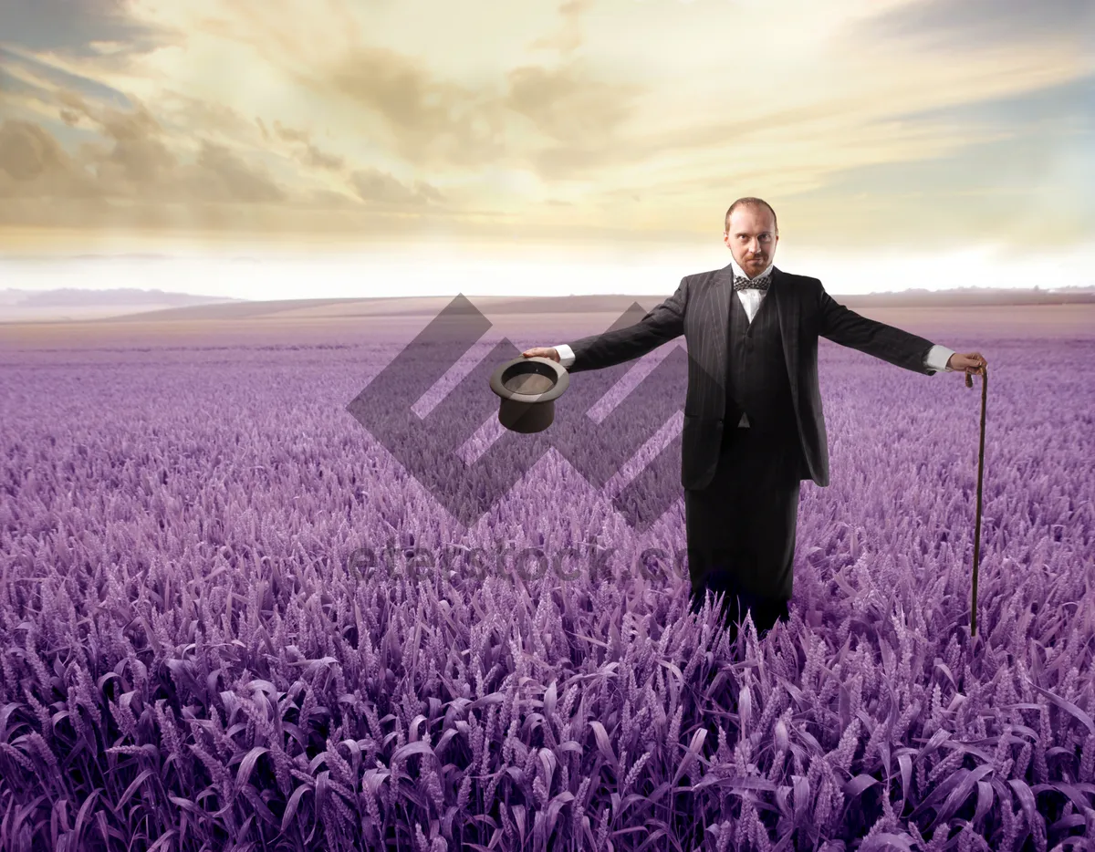 Picture of Happy person enjoying summer outdoors in wheat field