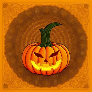Spooky Jack-o'-Lantern Pumpkin with Glowing Evil Smile