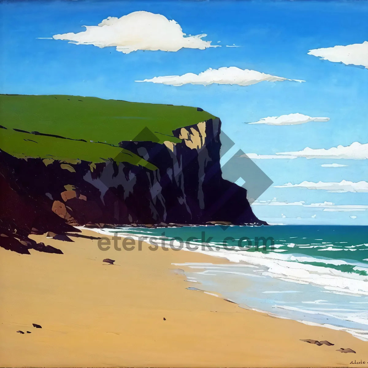 Picture of Paradise Coastline: Serene Waves Amidst Tropical Scenery