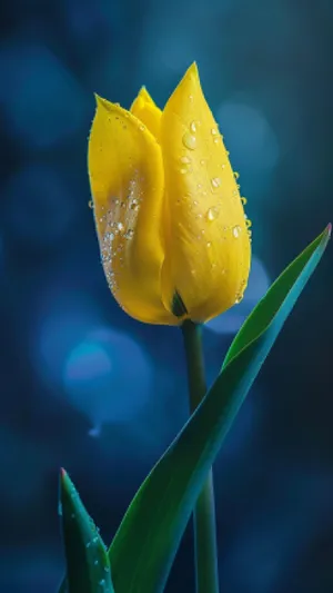 Vibrant yellow tulip bouquet in blooming garden