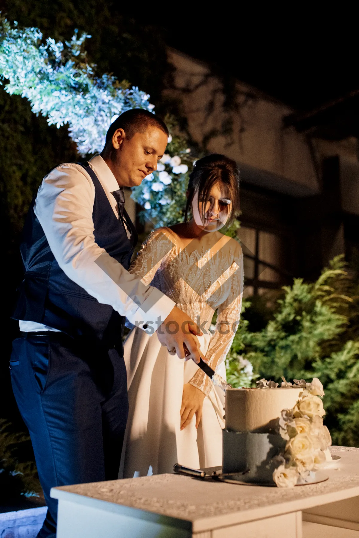 Picture of Attractive smiling couple at a fashion event