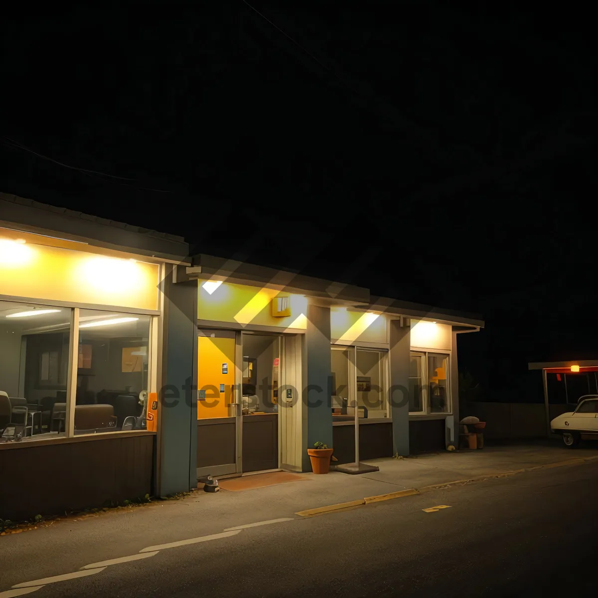 Picture of Urban Night Skyline with Gas Pumps