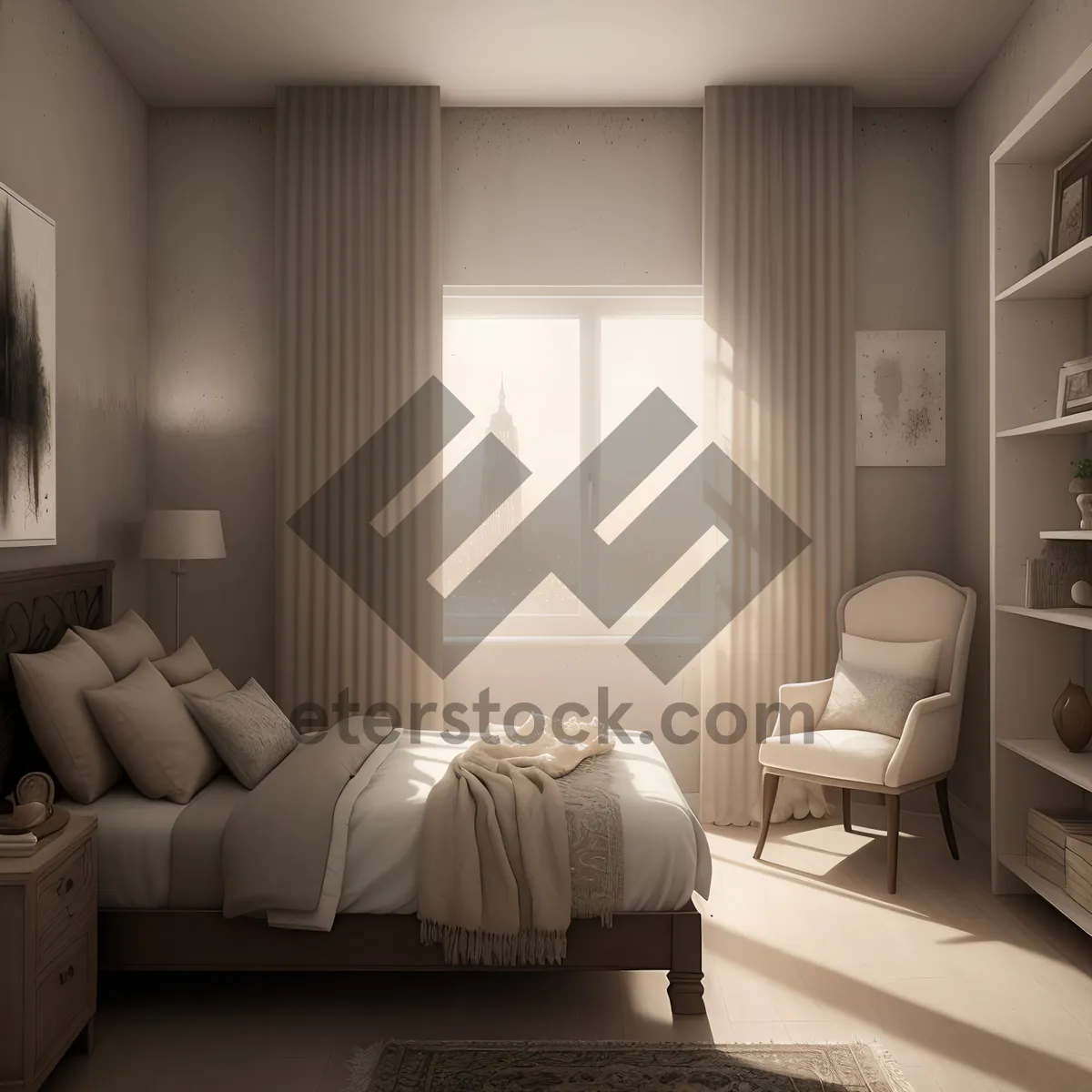 Picture of Modern Comfort: Stylish Bedroom Interior with Cozy Furniture