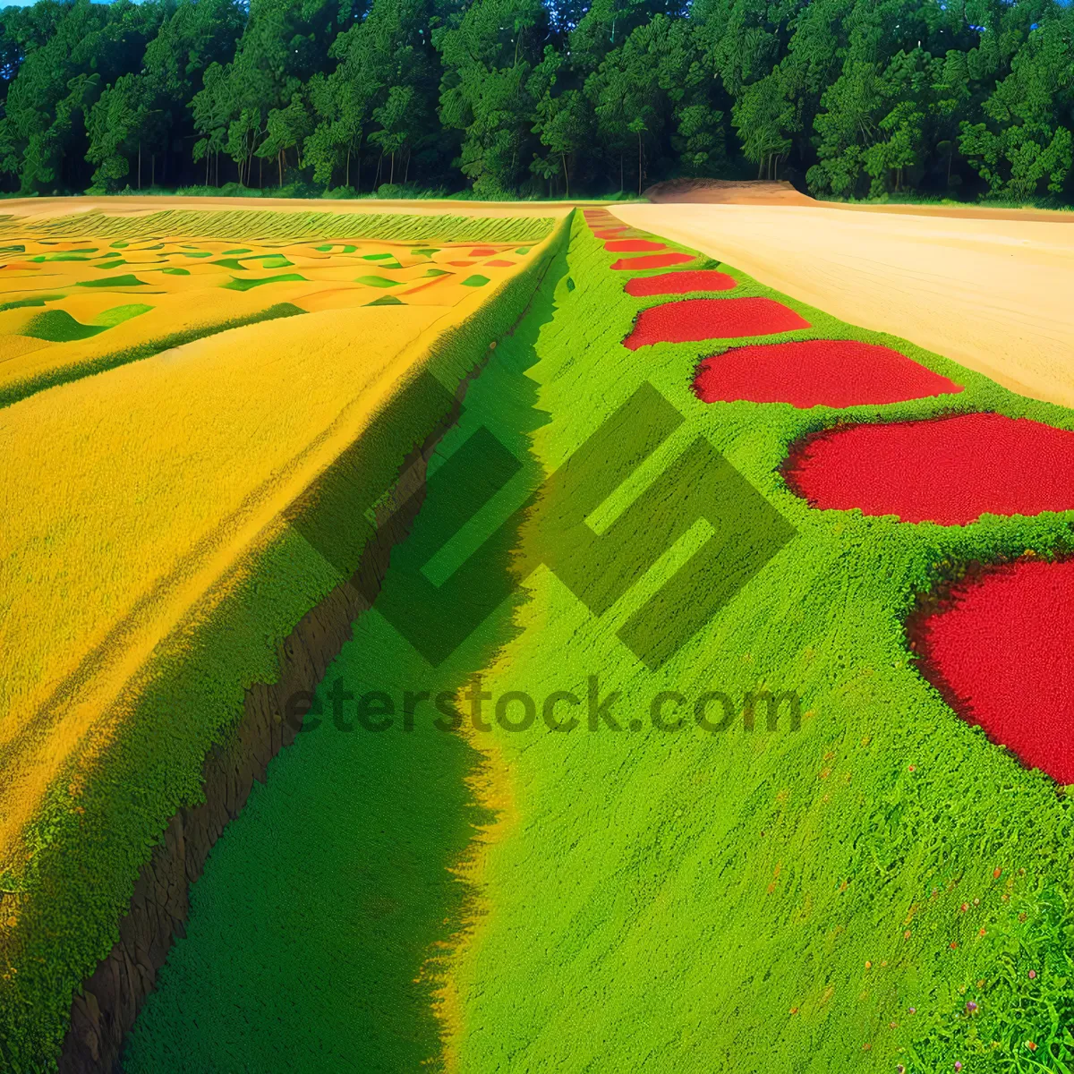 Picture of Idyllic Countryside Farming Landscape Under Blue Sky
