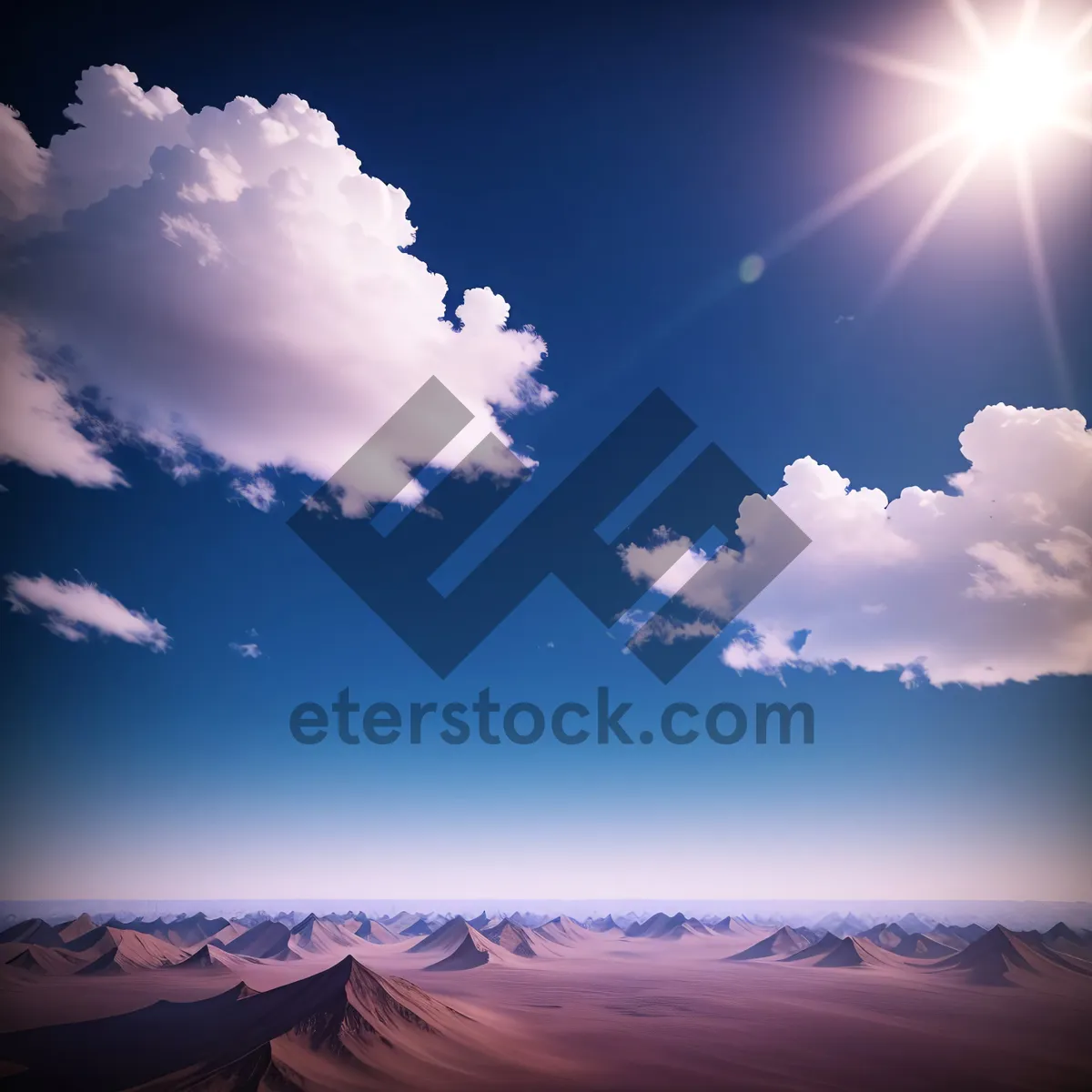 Picture of Summer Sky with Fluffy Clouds and Sunlight